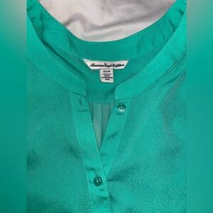 American Eagle Outfitters Womens Turquoise Button Down Sleeveless Blouse